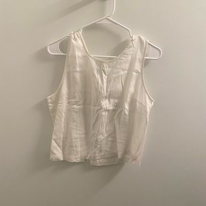 White linen top from Loft